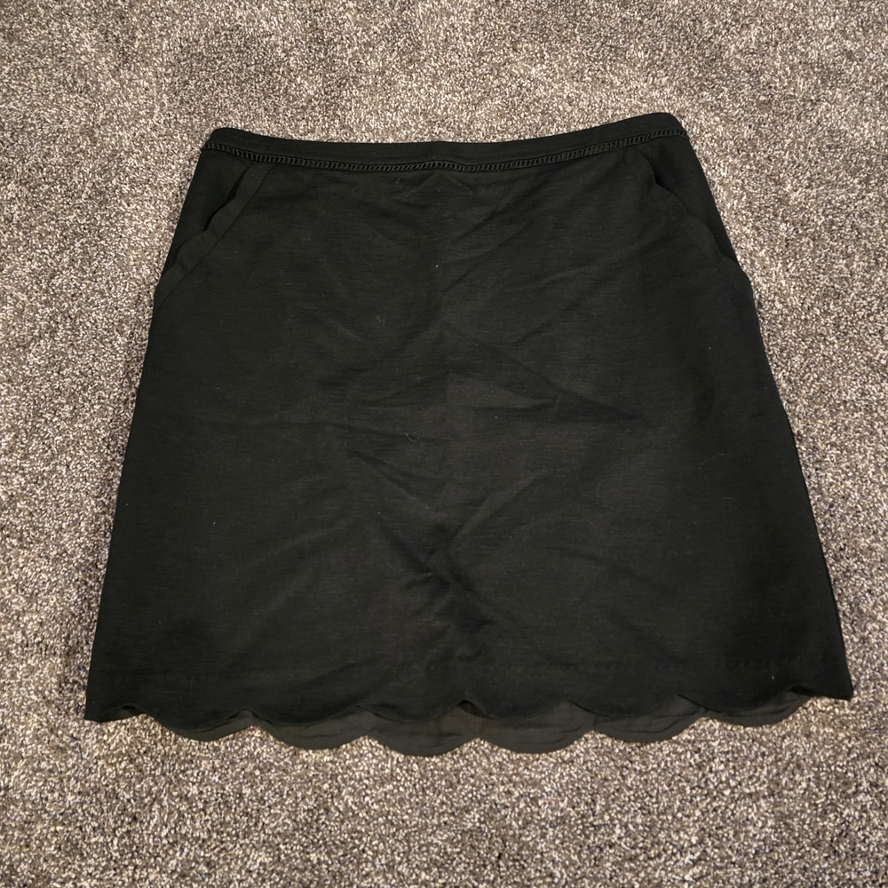 Skies Are Blue Black Scalloped Mini Skirt